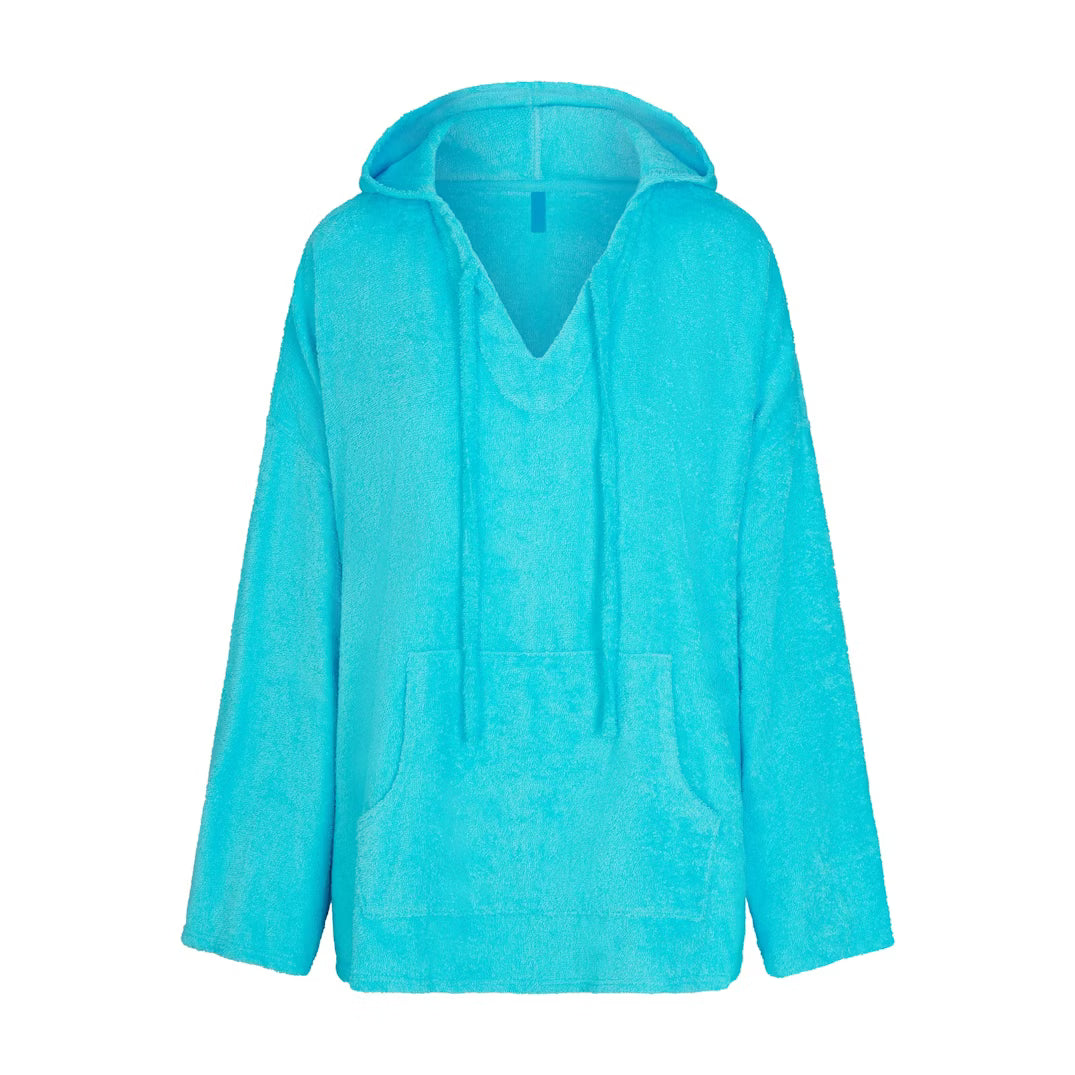 TERRY COVER-UPS OVERSIZED HOODIE | CYAN
