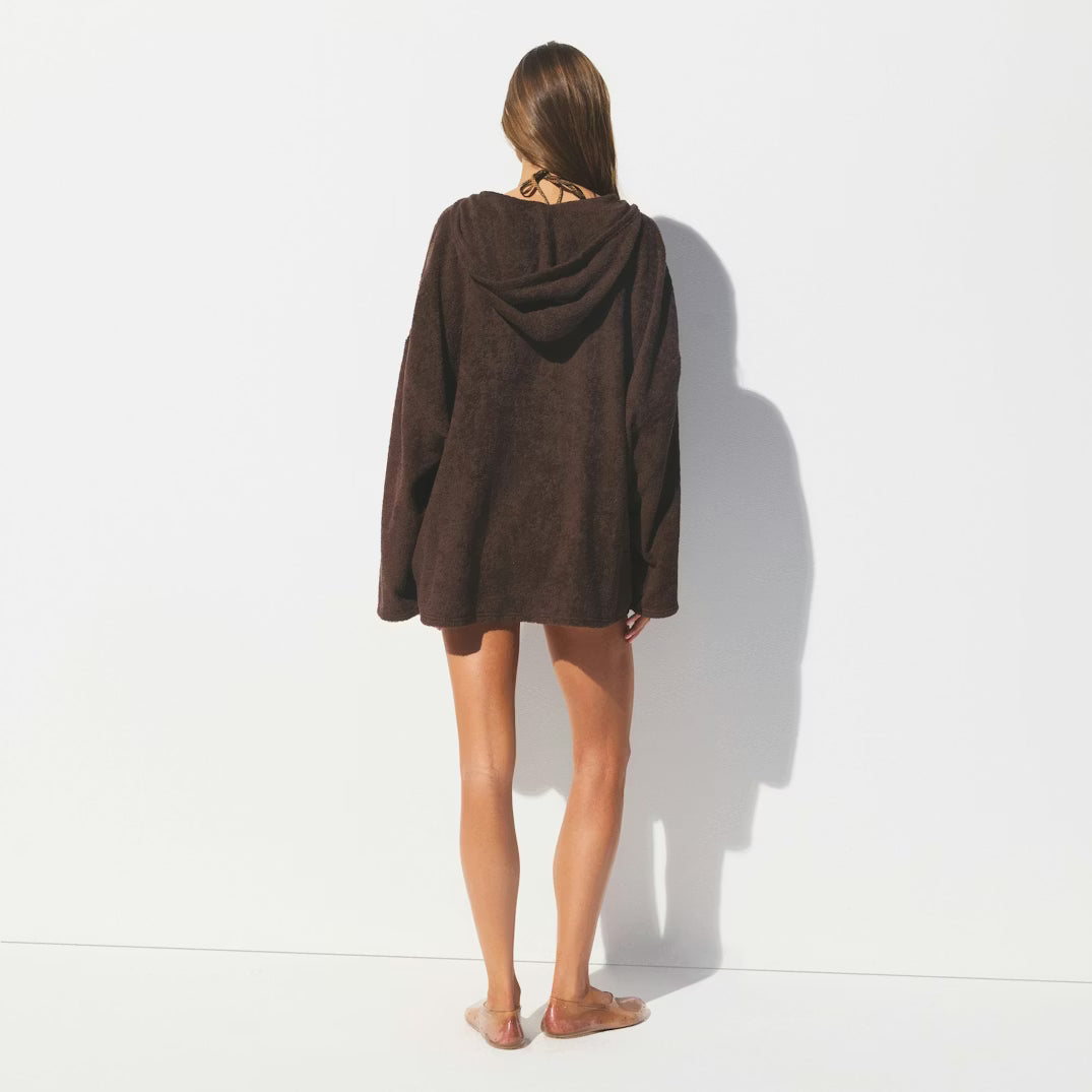 TERRY COVER-UPS OVERSIZED HOODIE | DARK SEPIA