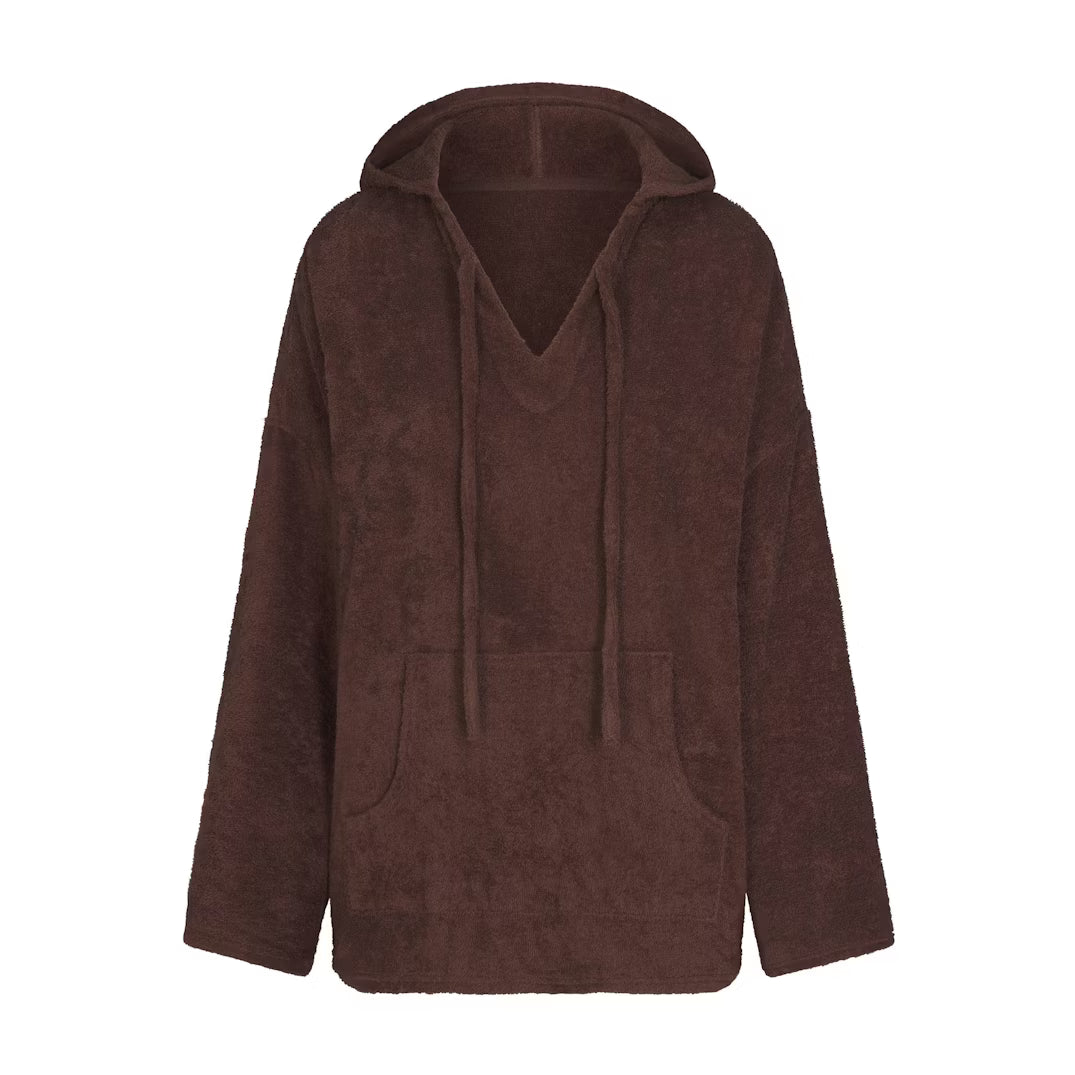 TERRY COVER-UPS OVERSIZED HOODIE | DARK SEPIA